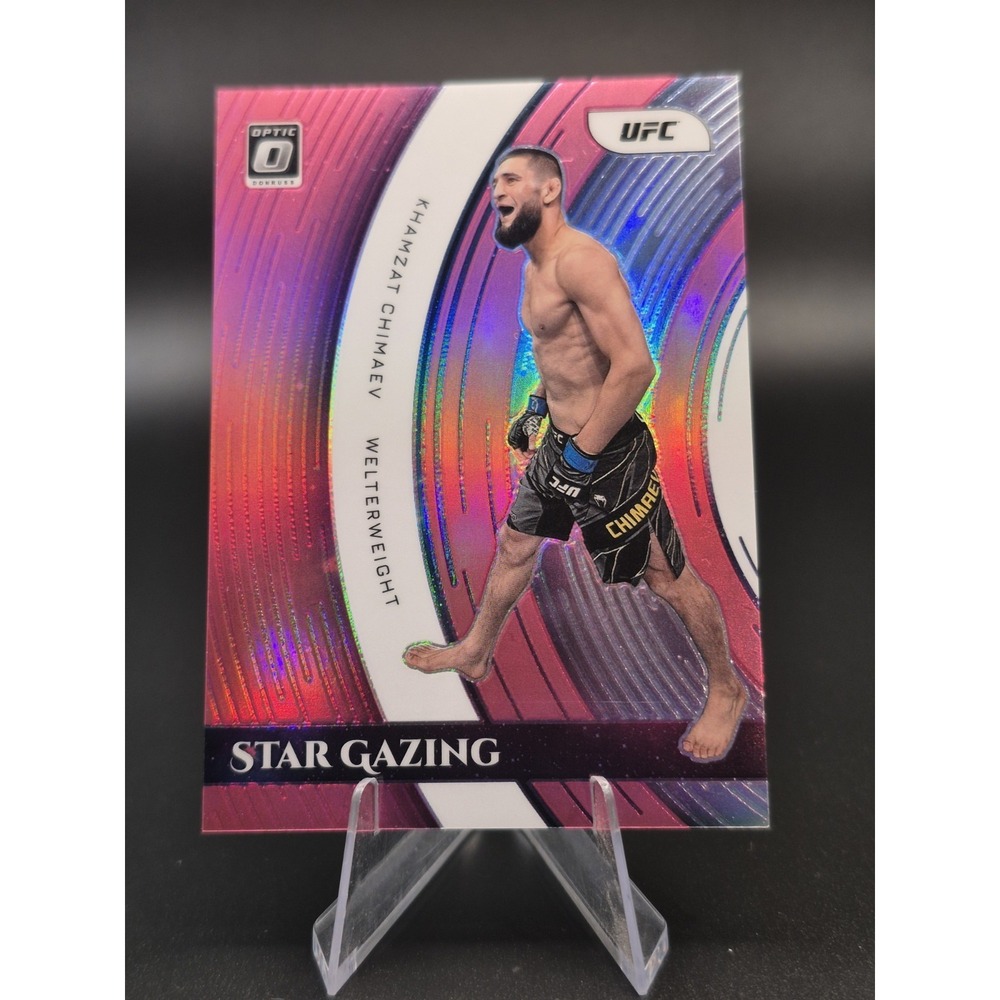 2022 Donruss Optic Khamzat Chimaev 8 Star Gazing Pink Prizm /25 SSP UFC